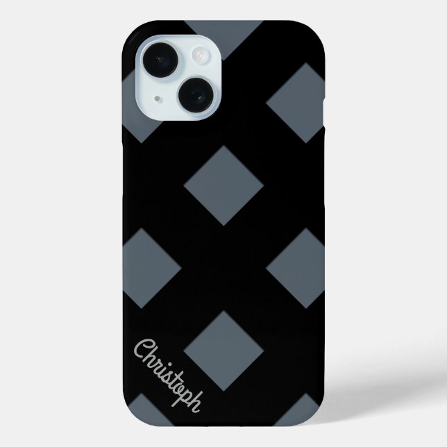 Funda De Case-Mate Para iPhone Geometric Crossing Black Lines with Name (Reverso )