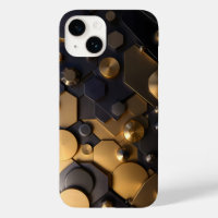 Geometric Metallact Abstract Wall Art - Oro y Bl