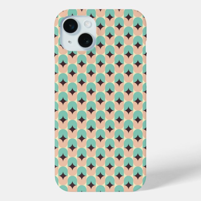 Funda De Case-Mate Para iPhone Geometric pattern of teal, beige, and black shapes (Reverso )