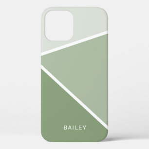 Funda Para iPhone 12 Geométrica verde de salvia