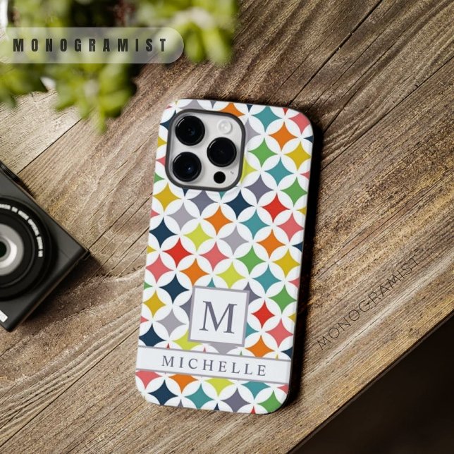 Funda De Case-Mate Para iPhone Geométricas de Estrellas Amarillas Rojas Rosa Azul (Custom Blue Pink Green Yellow Stars Geometric Case-Mate iPhone Case)