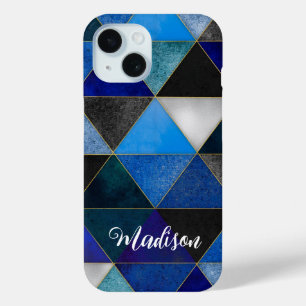 Funda Para iPhone 15 geométrico azul turquesa de moda