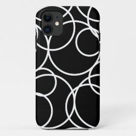 Funda Para iPhone 11 Geométrico Círculos Blancos Negro Moderno Resumen