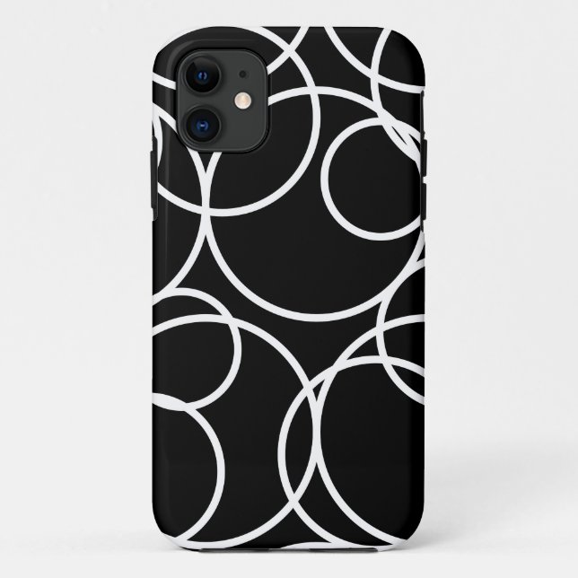 Funda De Case-Mate Para iPhone Geométrico Círculos Blancos Negro Moderno Resumen (Reverso)