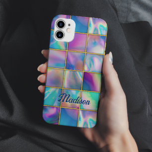 Funda Para iPhone 15 Geométrico dorado falso holográfico elegante