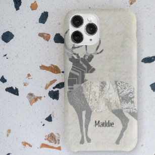 Funda Para iPhone 15 Pro Max Geométrico floral de resumen de ciervos rusos pers
