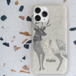 Funda Para iPhone 15 Pro Max Geométrico floral de resumen de ciervos rusos pers