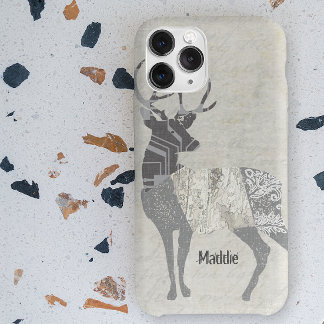Funda Para iPhone 15 Pro Max Geométrico floral de resumen de ciervos rusos pers