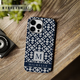 Funda Para iPhone 14 Pro Max De Case-Mate Geométrico Gris de luz azul de la Marina Oscura de