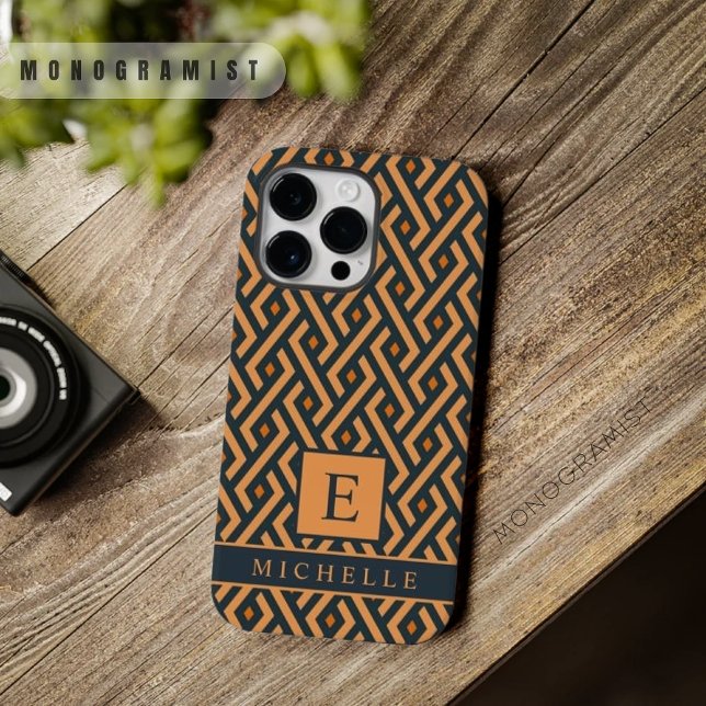 Funda De Case-Mate Para iPhone Geométrico Gris Oscuro Claro Personalizable (Customizable Light Dark Orange Grey Geometric Case-Mate iPhone Case)