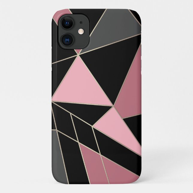 Funda De Case-Mate Para iPhone Geométrico, gris, rosa (Reverso)