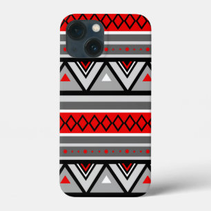 Funda Para iPhone 13 Mini Geométrico Moderno del Suroeste, Rojo y Gris