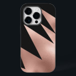 Funda Para iPhone 14 Pro De Case-Mate Geométrico negro de oro moderno de Rosa Girly<br><div class="desc">Esta decoración moderna y de moda es perfecta para las mujeres de diseño. Cuenta con un falso Relieve metalizado de oro rosa impreso y bloques de color triángulo geométrico negro de color zigzag. ¡Es un diseño elegante, bonito y de moda! ***NOTA DE DISEÑO IMPORTANTE: Para cualquier solicitud de diseño personalizado,...</div>