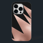 Funda Para iPhone 14 Pro De Case-Mate Geométrico negro de oro moderno de Rosa Girly<br><div class="desc">Esta decoración moderna y de moda es perfecta para las mujeres de diseño. Cuenta con un falso Relieve metalizado de oro rosa impreso y bloques de color triángulo geométrico negro de color zigzag. ¡Es un diseño elegante, bonito y de moda! ***NOTA DE DISEÑO IMPORTANTE: Para cualquier solicitud de diseño personalizado,...</div>