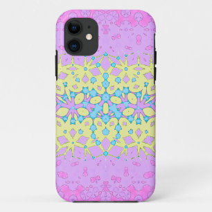 Funda Para iPhone 11 Geométrico rosa, lila, amarillo y azul cielo