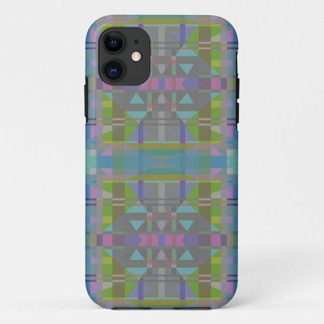 Funda De Case-Mate Para iPhone Geométrico verde azul púrpura (Reverso)