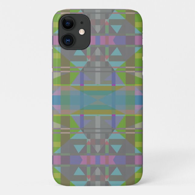 Funda De Case-Mate Para iPhone Geométrico verde azul púrpura (Reverso)