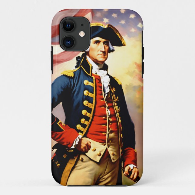 Funda De Case-Mate Para iPhone George Washington con atuendo de guerra (Reverso)