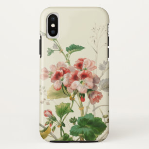 Funda Para iPhone X Geranios rosados del vintage