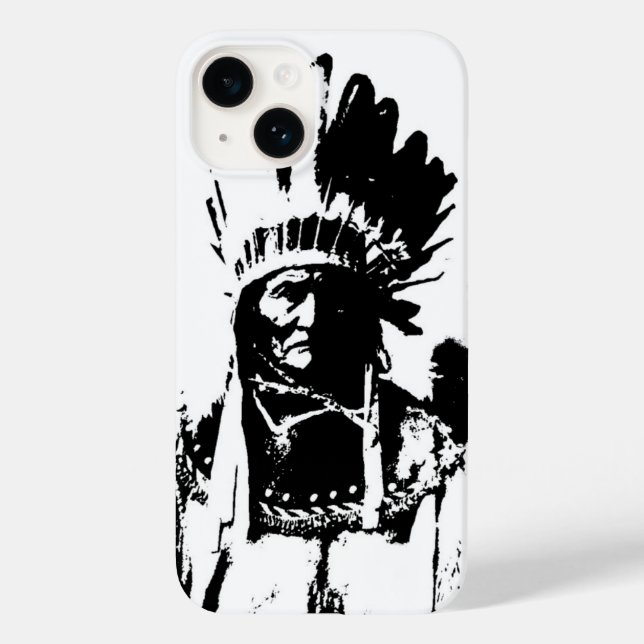 Funda De Case-Mate Para iPhone Gerónimo en blanco y negro (Reverso )