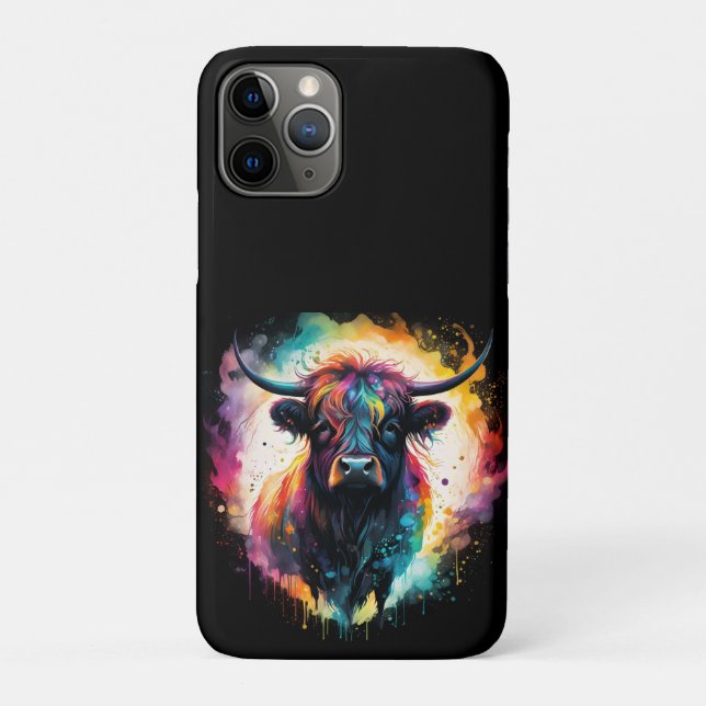 Funda De Case-Mate Para iPhone Ghostly Grace: Vaca Highland espectral Holográfica (Reverso)