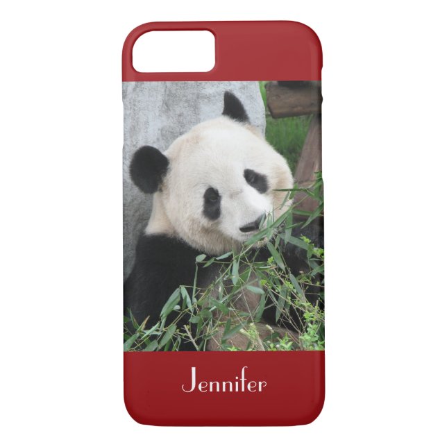 Funda De Case-Mate Para iPhone Gigante de iPhone 7 Panda fondo rojo oscuro (Reverso)