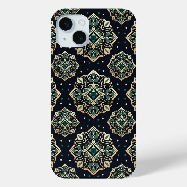 Funda De Case-Mate Para iPhone Gilded Emerald Mandala (Reverso )