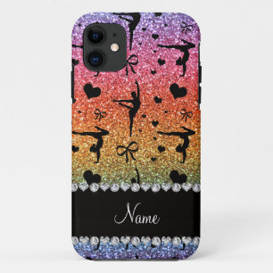 Funda Para iPhone 11 Gimnasia conocida personalizada del purpurina del