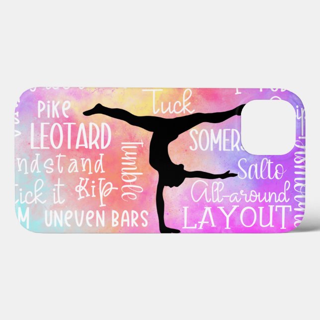 Funda De Case-Mate Para iPhone Gimnasia Palabras Arcoiris Ombre (Reverso (Horizontal))