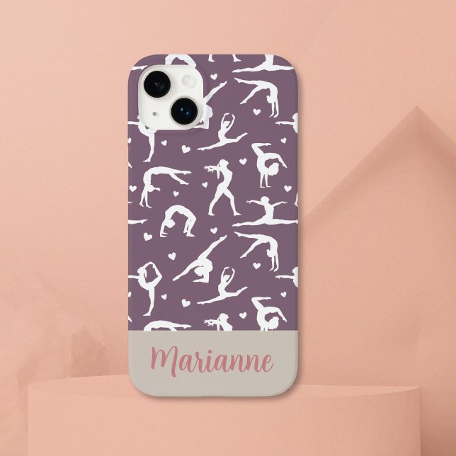 Funda De Case-Mate Para iPhone Gimnastic Purple Custom Name Girlie Modern (Subido por el creador)