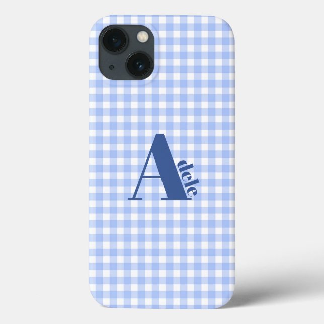 Funda De Case-Mate Para iPhone gingham azul (Reverso)