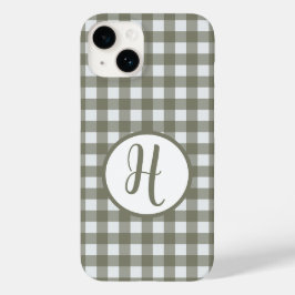 Funda Para iPhone 14 De Case-Mate Gingham Controles Verdes del Círculo de Monograma 