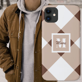 Funda Para iPhone 11 Gingham - Estuche para teléfono marrón oscuro y cl
