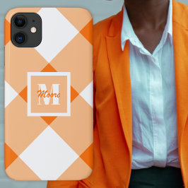 Funda Para iPhone 11 Gingham - Estuche para teléfono Naranja Oscuro y P