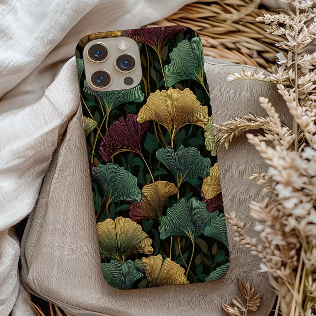 Funda De Case-Mate Para iPhone Ginkgo Leaf Pattern Teal Burgundy (Subido por el creador)