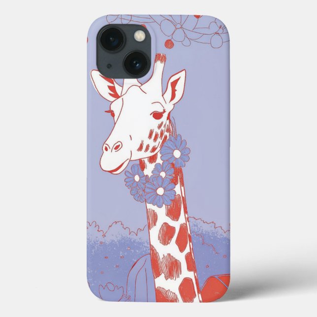 Funda De Case-Mate Para iPhone Girafa cutánea con flores, arte pop lilac (Reverso)