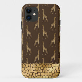 Funda Para iPhone 11 Girafa de oro Estilo de Moda Safari africano