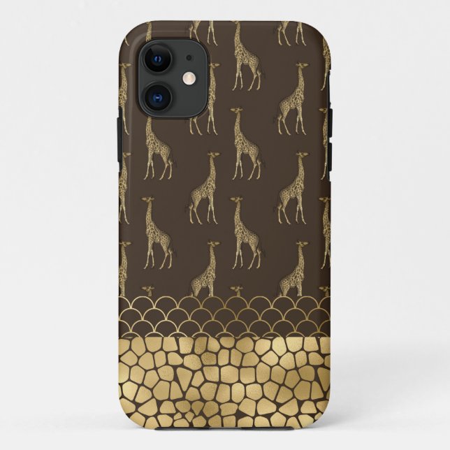 Funda De Case-Mate Para iPhone Girafa de oro Safari africano Moda estilo (Reverso)