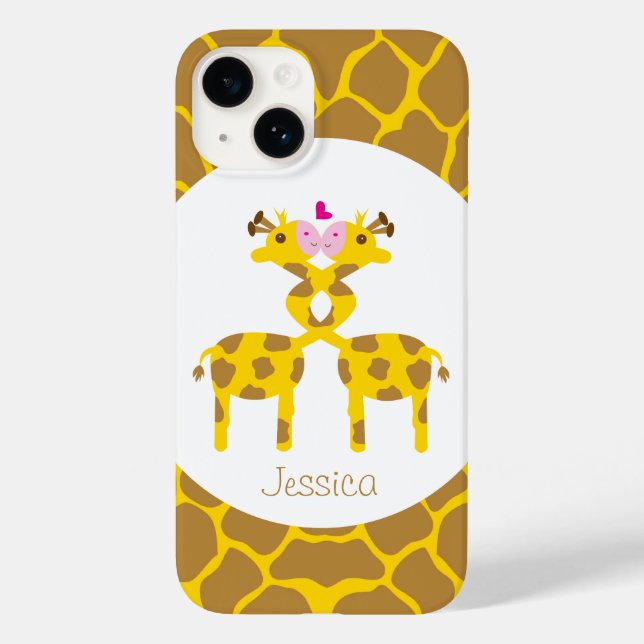 Funda De Case-Mate Para iPhone Girafas dulces personalizadas en el amor (Reverso )