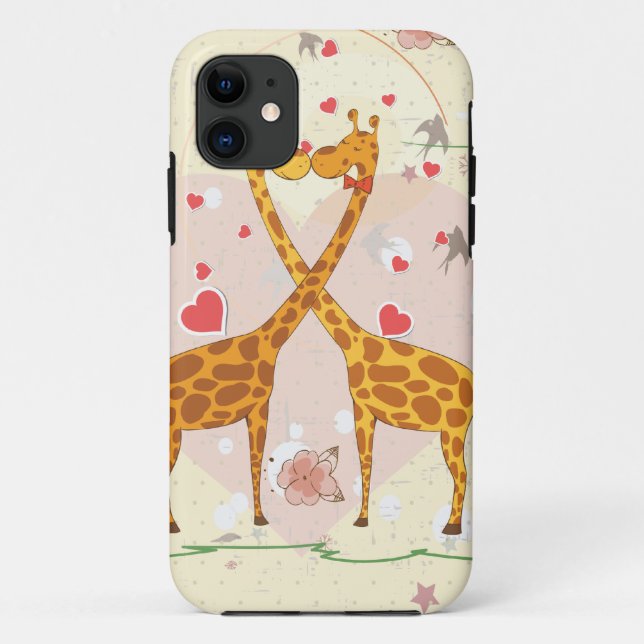 Funda De Case-Mate Para iPhone Girafas enamoradas (Reverso)