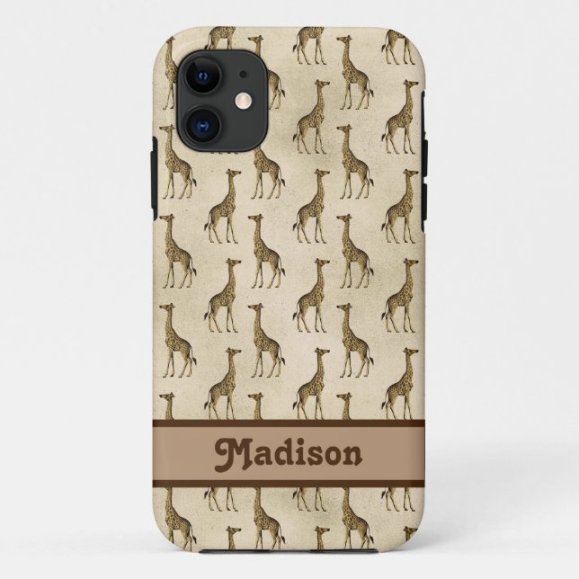 Funda De Case-Mate Para iPhone Giraffe Brown Personalizado Animal (Reverso)