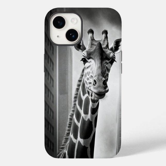 Funda De Case-Mate Para iPhone Giraffe en un paisaje urbano (Reverso )