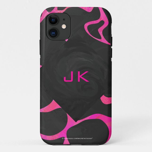 Funda De Case-Mate Para iPhone Giraffe Impresión rosa y negra caliente (Reverso)