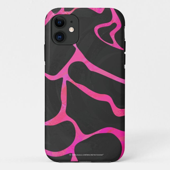 Funda De Case-Mate Para iPhone Giraffe Impresión rosa y negra caliente (Reverso)