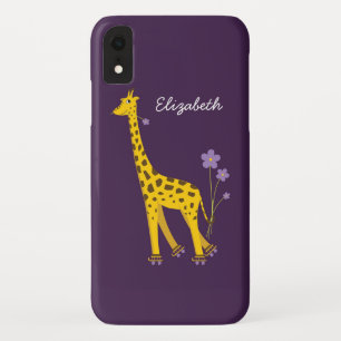Funda Para iPhone XR Giraffe Personalizado divertida de patinaje púrpu