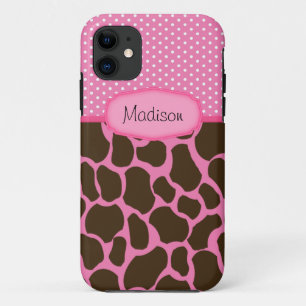 Funda Para iPhone 11 Giraffe rosa personalizada