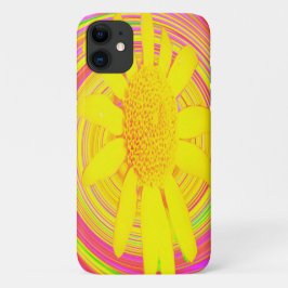 Funda Para iPhone 11 Girasol Amarillo en un Remolino Psicodélico