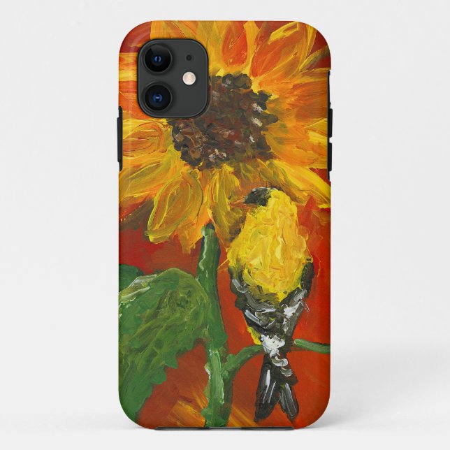 Funda De Case-Mate Para iPhone Girasol con el Goldfinch (Reverso)