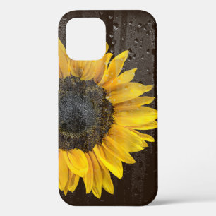 Funda Para iPhone 12 Girasol con gotas de lluvia en la ventana