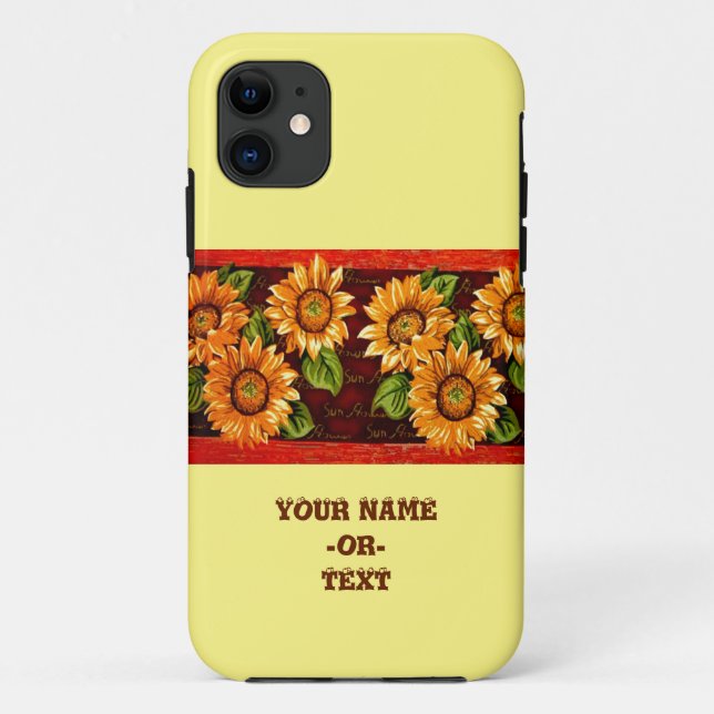 Funda De Case-Mate Para iPhone Girasol con texto (Reverso)